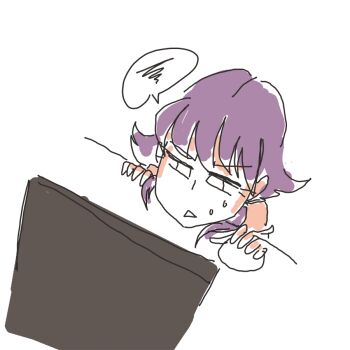 computer_mouse davewaterfalls fire_emblem fire_emblem:_the_sacred_stones lute_(fire_emblem) monitor nintendo purple_hair sketch speech_bubble sweat