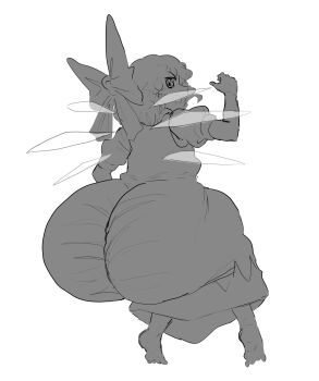 ass cirno huge_ass monochrome obamaslippers shortstack touhou