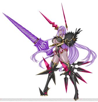 1girl breasts colored_skin full_body gloves highres honjou_raita large_breasts long_hair official_art phantasy_star purple_hair purple_skin red_eyes sega selvaria_bles senjou_no_valkyria_(series)