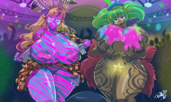 Rule 34 | 2girls, 6+boys, animal ears, artist name, bare legs, bare shoulders, bishoujo senshi sailor moon, bishoujo senshi sailor moon s, bishoujo senshi sailor moon supers, blonde hair, bodypaint, breasts, breasts out, breasts squeezed together, candy girl, cleavage, colored skin, covered navel, curvy, daimon (sailor moon), demon girl, detached collar, eyelashes, fake animal ears, green eyes, green skin, highleg, highres, huge breasts, imminent penetration, impossible clothes, impossible leotard, legs together, lemures (sailor moon), leotard, long hair, looking at another, looking at viewer, monster girl, multiple boys, multiple girls, nipples, peropero (sailor moon), playboy bunny, purple leotard, rabbit ears, revealing clothes, shonuff44, slime girl, smile, thong, thong leotard, torn clothes, torn vest, uchoten (sailor moon), undressing, very long hair, wavy hair, white detached collar, white wrist cuffs, wrist cuffs