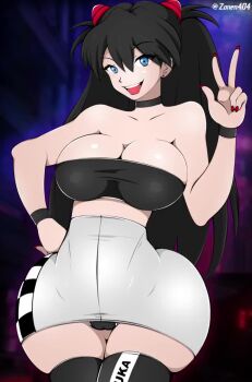 1boy 1girl alternate_hair_color anal animated ass ass_focus ass_shake black_hair blue_eyes bottomless bouncing_ass cum cum_in_ass cum_overflow curvy dark-skinned_male dark_skin hand_on_own_hip happy_sex huge_ass large_penis long_hair looking_at_viewer looking_back miniskirt moaning music neon_genesis_evangelion penis presenting revealing_clothes seductive_gaze sex skirt smug sound souryuu_asuka_langley tagme thong twerking video wide_hips zonen404