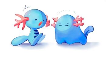 Rule 34 | closed mouth, commentary request, gen 2 pokemon, hakumogera, madame (wooper), nintendo, no humans, open mouth, pokemon, pokemon (creature), pokemon gsc (prototype), prototype design, simple background, sitting, solid circle eyes, tail, white background, wooper