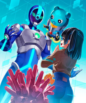 Rule 34 | altea (digimon), ass, black hair, digimon, digimon (creature), digimon liberator, espimon, fish, glasses, looking at another, official art, sangomon, tight clothes, yao qinglan