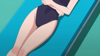1boy 1girl animated anime_screenshot black_hair blue_one-piece_swimsuit blunt_bangs blush bouncing_breasts breasts brown_eyes brown_hair collarbone completely_nude covered_navel female_pov gradient_hair groin hair_over_one_eye hand_on_another&#039;s_arm hand_on_another&#039;s_hand hand_on_another&#039;s_leg highres kotesashi_kouyou large_breasts linea_alba lips lying massage multicolored_hair navel nipples nude on_back one-piece_swimsuit open_mouth pants partially_visible_vulva pov purple_eyes purple_hair pussy_out_of_frame sawaranaide_kotesashi-kun shirt short_hair sound stomach sumiyoshi_izumi swimsuit tagme thighs trembling two-tone_hair video white_shirt