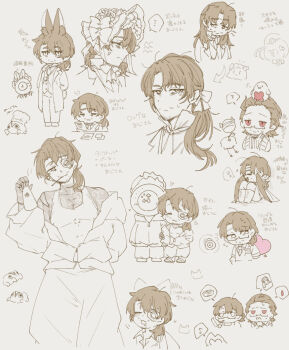 Rule 34 | ..., 1boy, 1other, :3, ?, absurdres, ahoge, alcohol, alternate costume, amputee, anger vein, angry, animal, animal ears, animal on head, animalization, antennae, apron, arm hug, arm tattoo, arms behind back, arrow (symbol), arthropod boy, arthropod limbs, baggy pants, bags under eyes, bandage on face, bandage over one eye, bandaged arm, bandaged head, bandages, beard stubble, bird, bird on head, blush, bongy (project moon), bonnet, boots, bottle, bow, breast pocket, brown hair, cat symbol, chain, chef hat, chest tattoo, chibi, chibi inset, chicken (food), chinstrap, cigarette, cleaver, clock, closed eyes, closed mouth, cloud print, coat, cockroach boy, collared shirt, cowboy shot, cropped legs, cropped torso, dante (limbus company), dress shirt, drooling, expressionless, extra wings, eyepatch, facial hair, fang, feathers, fire, flower, flying sweatdrops, food, forehead, formal clothes, four wings, frilled bonnet, frills, from side, full-body tattoo, full body, g corp. (identity) (project moon), glasses, gloves, gregor (project moon), hair bow, hair down, hair intakes, hair over shoulder, hair slicked back, half-closed eyes, hand on another's arm, hat, head tilt, heart, high collar, highres, holding, holding chain, holding cleaver, holding heart, holding knife, holding paper, holding weapon, hood, hood down, hooded jacket, insect wings, ishmael (project moon), jacket, jitome, joints, judgement bird, kitchen knife, knife, kurokumo clan (identity) (project moon), la manchaland (identity) (project moon), lace-up boots, leaning to the side, lily26983455, limbus company, limited palette, lobotomy corporation, long coat, long hair, long sleeves, looking ahead, looking at viewer, looking back, looking down, looking to the side, low ponytail, maid headdress, male focus, mechanical arms, monochrome, monster, monster boy, motion lines, mouth drool, mouth hold, multiple boys, multiple persona, multiple views, multiple wings, neck tattoo, necktie, notice lines, object head, off-shoulder jacket, off shoulder, official alternate costume, on head, one-eyed, one eye covered, open clothes, open mouth, own hands together, pants, paper, parted bangs, partially colored, partially unzipped, pectoral cleavage, pectorals, pie, pinstripe pattern, pocket, pocket watch, ponytail, pouch, project moon, prosthesis, prosthetic arm, punishing bird, r.b. (identity) (project moon), rabbit boy, rabbit ears, rabbit tail, red eyes, ribbed shirt, ribbon, sake, sake bottle, sanpaku, scales, scarf, semi-rimless eyewear, sharp teeth, shirt, shoes, short hair, shoulder tattoo, sideways glance, simple background, single mechanical arm, sitting, sleepy, sleeves past wrists, sleeves rolled up, slippers, smile, smoking, speech bubble, spoken blood, spoken character, spoken ellipsis, spoken flying sweatdrops, spoken food, spoken object, spoken question mark, spoken zzz, spot color, standing, stole, straight-on, striped clothes, striped scarf, stubble, suit, sweat, sweatdrop, sweater, t-shirt, tank top, tattoo, tattoo on neck, tattoo on shoulder, teeth, thought bubble, turtleneck, turtleneck sweater, tuxedo, umbrella octopus, under-rim eyewear, vest, watch, wavy mouth, weapon, wings, wuthering heights (identity) (project moon), zipper, zipper pull tab, zzz