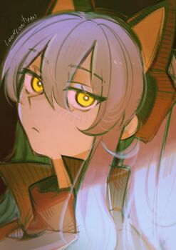 1girl absurdres animal_ear_hairband animal_ears ao_no_kiseki artist_name blue_hair cat_ear_hairband cat_ears commentary double-parted_bangs eiyuu_densetsu english_commentary fake_animal_ears hair_between_eyes hairband high_collar highres leorlontyan long_hair long_single_sidelock looking_at_viewer portrait single_sidelock solo tio_plato yellow_eyes zero_no_kiseki