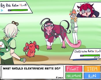 &gt;_&lt; bag cecilia_immergreen chonkers_(takanashi_kiara) doll_joints glasses green_hair hakos_baelz hololive hololive_english irys_(hololive) joints mouse_(animal) multicolored_hair nintendo opaque_glasses orange_hair otomo_(cecilia_immergreen) panther pink_hair pokemon raora_panthera round_eyewear smoothie_(takanashi_kiara) somero takanashi_kiara virtual_youtuber white_hair winding_key