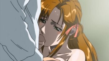 00s 1boy 1girl 2004 animated animated_gif black_gate black_gate_kan_in_no_gakuen blush bottomless bouncing_breasts breasts brown_hair classroom fellatio grabbing_another's_penis green_eyes groping groping_breast hair_ribbon kneeling long_hair lowres medium_breasts narifumi_hosokawa nipples oral pale_skin ribbon school school_uniform shiny_skin shirt shizuku_kadomori sidelocks sweat tagme white_shirt
