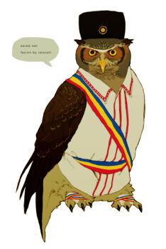 animal bird commentary_request full_body looking_at_viewer nagabe no_humans original romanian_clothes simple_background white_background