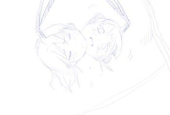 2girls borusen dickneck double_bun hair_bun medium_hair mito_kumi monochrome multiple_girls original pao_da_tong sex short_hair sketch what