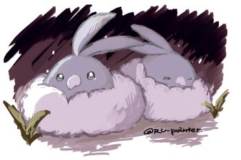 animal_focus beak bird closed_eyes closed_mouth feathers gen_3_pokemon highres nintendo no_humans pokemon pokemon_(creature) pokemon_focus ru_painter swablu white_feathers wings