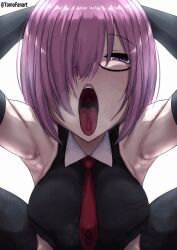 Rule 34 | 1girl, ahegao, animated, animated gif, armpits, breasts, female pervert, glasses, large breasts, medium hair, open mouth, pervert, pink hair, presenting, sexually suggestive, short hair, solo, solo focus