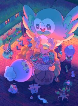 basket berry_(pokemon) bird candy candy_wrapper chandelure commentary_request dartrix decidueye dedenne drifblim drifloon flying food gen_1_pokemon gen_3_pokemon gen_4_pokemon gen_5_pokemon gen_6_pokemon gen_7_pokemon gen_8_pokemon gengar greedent holding litwick lollipop mimikyu mokukitusui morpeko morpeko_(full) munchlax night nintendo open_mouth outdoors pachirisu piplup pokemon pumpkaboo razz_berry shuppet skwovet tongue torchic trevenant