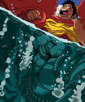 1boy 1girl anal bar_censor bara bestiality breast_sucking breasts bubble censored clothes_lift cum ejaculating_while_penetrated ejaculation group_sex handjob hetero holding_legs male_focus male_penetrated multiple_anal multiple_insertions nipple_rub nipple_stimulation nipple_tweak object_insertion ocean octopus octopus_tentacles open_mouth outdoors penis rape shirt_lift short_hair strangling tears tentaclejob tentacles tentacles_on_male triple_anal underwater undressing water yaoi