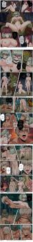 absurdres armor breasts cleavage comic completely_nude dagger deflation dress drill_hair english_text glasses goblin grabbing_own_breast high_heels highres huge_breasts knife landerbfly lifeless long_image multiple_girls multiple_views nude original page_number penis possessed possession putting_on_skinsuit rape scar sequential sex sex_from_behind skinsuit transformation weapon