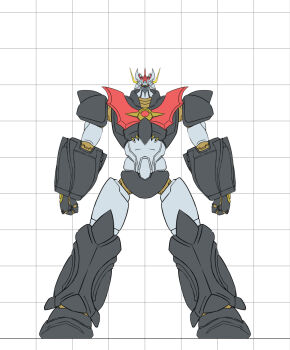 clenched_hands full_body horns mazinger_(series) mazinkaiser mazinkaiser_(robot) mecha mecha_focus mobuseibihei no_humans pilder robot science_fiction solo standing super_robot yellow_eyes
