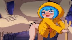 age_difference animated bar_censor bead_necklace beads bent_over blue_eyes blue_hair blush bottomless cane censored clothed_female_nude_male coat cross cross_necklace eyebrows fingernails hetero highres hokanohito holding holding_cane holding_staff holding_stick hood hood_up hooded_jacket hoodie jacket jewelry jubilee_2025 loli looking_back luce_(jubilee_2025) moaning naked_jacket necklace nude raincoat sex sex_from_behind sound source_request staff standing stick tagme video wooden_staff yellow_coat yellow_hood yellow_hoodie yellow_jacket yellow_raincoat