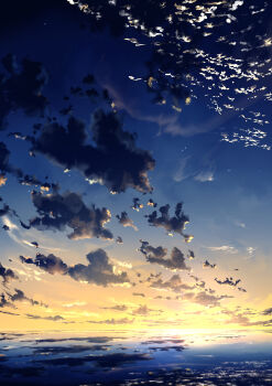 absurdres cloud commentary_request dusk evening gradient_sky highres horizon mitsukasa no_humans ocean original outdoors reflection reflective_liquid scenery sky sky_focus star_(sky)