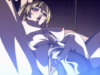 00s 1boy 1girl 2004 animated animated_gif anime_screenshot ass back bible_black bible_black_new_testament blonde_hair bouncing_breasts breasts clitoral_stimulation clitoris completely_nude erection female_pubic_hair hetero high_ponytail large_breasts lying nipples nude on_back oshima_takeshi penis ponytail pubic_hair purple_eyes pussy pussy_juice saeki_kaori sex shin_bible_black spread_legs spread_pussy tagme teasing thighs uncensored wide_hips
