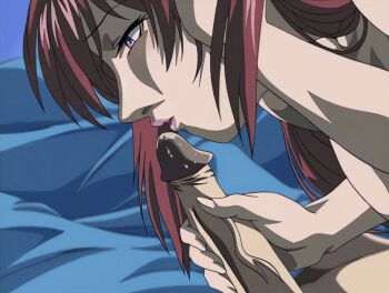 00s 2002 age_difference animated animated_gif bible_black bible_black_night_of_the_walpulgiss breasts fellatio fingernails large_breasts large_penis licking licking_penis lipstick long_hair makeup mature_female minase_taki older_female_and_younger_male oral penis penis_grab purple_eyes red_hair tagme takashiro_hiroko teacher_and_student tongue tongue_out veins veiny_penis