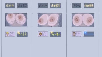 3girls artist_request asphyxiation breasts death drowned drowning dying heart_monitor highres imminent_death large_breasts multiple_girls nipples nude original source_request tagme underwater water