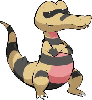 closed_mouth commentary_request crossed_arms fangs full_body gen_5_pokemon kawaanago krokorok lowres nintendo nostrils pokemon pokemon_(creature) pokemon_focus smile solo spines standing transparent_background