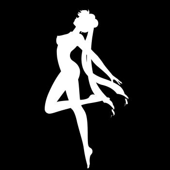 1girl arched_back ass bishoujo_senshi_sailor_moon black_background breasts female_focus highres long_hair magical_girl monochrome nipples nude sailor_moon silhouette solo tsukino_usagi twintails