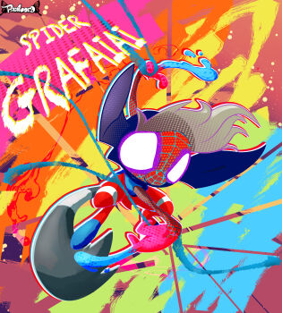 absurdres character_name commentary english_commentary full_body grafaiai highres marvel nintendo no_humans paint pokemon pokemon_(creature) pokemon_focus solo sonic_phillipxd001 spider-man:_into_the_spider-verse spider-man_(series) spider-verse superhero_costume