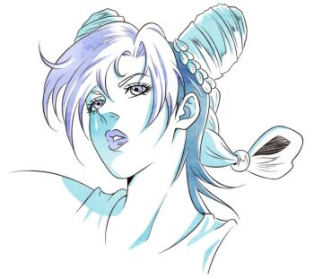 1girl braid bun_with_braided_base cone_hair_bun double_bun genda_art hair_bun jojo_no_kimyou_na_bouken kuujou_jolyne lipstick makeup multicolored_hair solo stone_ocean