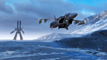 3d armd canopy choujikuu_yousai_macross cloud energy_cannon flying gunpod helmet highres landing lights macross macross:_do_you_remember_love? mecha missile mountain nuclear_weapon ortzak pilot pilot_suit realistic robot roundel sdf-1 signature snow spacecraft takeoff u.n._spacy variable_fighter vehicle_focus vf-1 vf-1j