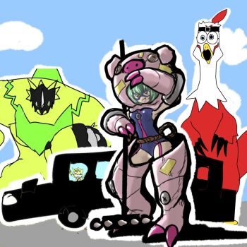 animal_costume bulkmon cho-hakkaimon costume digimon digimon_(creature) gr8wbtooq533886 hawkmon mask meme pig_costume pulsemon swimsuit