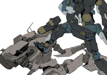 aiming amonitzaaa armored_core armored_core_vi:_fires_of_rubicon gun handgun highres loader_4 mecha no_humans outline robot weapon white_background