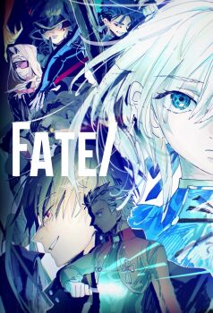 3girls 5boys aqua_eyes archer_(fate) armor artoria_pendragon_(fate) bare_shoulders black_bodysuit black_dress black_gloves black_jacket black_sleeves black_thighhighs black_veil blonde_hair blue_armor blue_bodysuit blue_bow blue_dress blue_hair blue_lips bodysuit bow breastplate breasts buttons closed_mouth coat copyright_name covered_eyes cu_chulainn_(fate) cu_chulainn_(fate/stay_night) cu_chulainn_(lancer)_(fate) dark-skinned_male dark_skin detached_sleeves dress earrings evil_smile eye_mask fate/stay_night fate/unlimited_blade_works fate_(series) fingernails floating_hair flower_knot from_behind gae_bolg_(fate) gilgamesh_(fate) gilgamesh_(immoral_biker_jacket)_(fate) gloves grey_armor grey_eyes grey_hair hair_between_eyes hair_bow hand_up heracles_(fate) high_ponytail highres holding holding_polearm holding_weapon jacket jewelry katana lips long_hair long_sleeves looking_at_viewer looking_to_the_side low_ponytail magic mask medea_(caster)_(fate) medea_(fate) medium_breasts medusa_(fate) medusa_(rider)_(fate) multiple_boys multiple_girls open_clothes open_jacket pale_skin polearm ponytail purple_mask purple_vest red_coat red_eyes saber_(fate) sasaki_kojirou_(fate) shadow shirt short_hair sidelocks sksk_sn09 sleeveless sleeveless_dress smile spear strapless strapless_dress sword tassel teeth thighhighs upper_body veil vest weapon weapon_on_back white_hair white_shirt wristband yellow_eyes