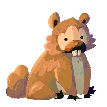 Rule 34 | andewitt, animal focus, bidoof, brown fur, buck teeth, full body, gen 4 pokemon, highres, nintendo, no humans, pokemon, pokemon (creature), pokemon focus, simple background, sitting, solo, tail, teeth, white background