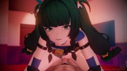 1boy 1girl 3d android animated ass bottomless choker cowgirl_position girl_on_top green_eyes green_hair hetero highres indoors loli long_hair looking_at_viewer male_pubic_hair moaning nude open_mouth penis pov pov_crotch pubic_hair pussy qingyi_(zenless_zone_zero) robophilia robot robot_girl sex sound spread_legs straddling sugardust tagme television twintails uncensored vaginal video zenless_zone_zero