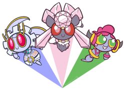 :&gt; artist_request colored_sclera diancie flying full_body gen_6_pokemon gen_7_pokemon green_eyes grin hoopa hoopa_(confined) horns jewelry legendary_pokemon looking_at_viewer looking_to_the_side magearna magearna_(normal) mythical_pokemon nintendo no_humans parody pokemon pokemon_(creature) powerpuff_girls red_eyes ring simple_background smile style_parody transparent_background what yellow_sclera