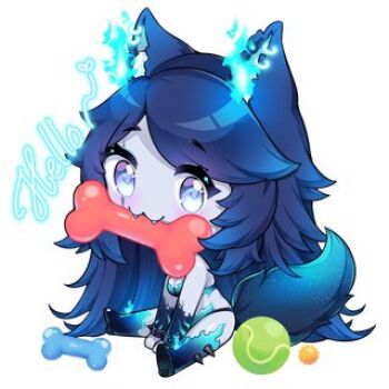 animal_ear_fluff animal_ears blue_eyes blue_hair chibi fangs hellhound indie_virtual_youtuber lowres spite_(vtuber) tail virtual_youtuber wolf_ears wolf_girl wolf_tail