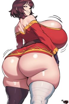 alternate_body_type alternate_breast_size_(larger) ass breasts curvy gigantic_breasts huge_ass jiggle kono_subarashii_sekai_ni_shukufuku_wo! megumin mewmaster93 thick_thighs thighs wide_hips