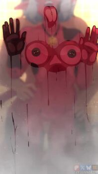 1boy 1girl against_glass animated breasts calico_(evil_trevo) colored_skin demon demon_girl demon_tail evil_trevo from_behind heavy_breathing hetero highres interracial moaning nipple_piercing nipples open_mouth original piercing pointy_ears red_skin sex showering sound squishsuccubus standing standing_sex steam tagme tail tongue tongue_out tongue_piercing vaginal video