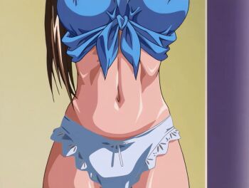 00s 1girl 2004 animated animated_gif anime_screenshot armpits bdsm bible_black bible_black_new_testament blue_panties bondage bound bow bow_panties breasts brown_hair cameltoe covered_erect_nipples earrings front-tie_top highleg imari_kurumi jewelry large_breasts navel panties ponytail restrained shin_bible_black tagme thigh_gap underwear