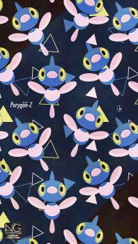 alternate_color beak gen_4_pokemon highres horns looking_at_viewer meme_(sleepsheep) nintendo no_humans pokemon pokemon_(creature) pokemon_focus porygon-z shiny_pokemon single_horn triangle yellow_eyes