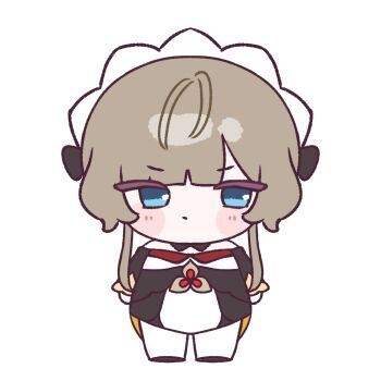 Rule 34 | 1girl, black collar, black sleeves, blue eyes, blush, collar, detached sleeves, gem, genshin impact, headdress, highres, mikurumikurumi, red gemstone, russian clothes, sandrone (genshin impact), short hair with long locks, white headdress