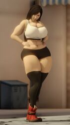 Rule 34 | 1girl, 3d, animated, ass, ass expansion, audible music, breast expansion, breasts, bursting breasts, cleavage, curvy, female focus, final fantasy, final fantasy vii, flexing, full body, hands on own hips, huge ass, huge breasts, large breasts, long hair, muscle growth, muscular, muscular female, n-nurico, navel, skindentation, solo, sound, tagme, thick thighs, thighhighs, thighs, tifa lockhart, video, wide hips