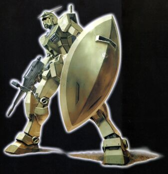 Rule 34 | absurdres, alternate color, alternate universe, armor, beam rifle, black background, energy gun, full body, glowing, glowing eyes, green armor, gun, gundam, gundam gihren no yabou, highres, holding, holding gun, holding shield, holding weapon, joints, mecha, mecha focus, mobile suit, no humans, no pupils, official alternate color, official art, robot, robot joints, rx-78-2 gundam, rx-78-z1 zeon's gundam, science fiction, shield, shoulder armor, standing, v-fin, weapon, yasuhiko yoshikazu, yellow eyes, zeon