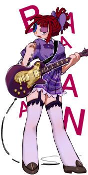 absurdres alternate_hairstyle button_eye buttons glitch_productions guitar highres instrument ragatha_(the_amazing_digital_circus) red_hair shoes the_amazing_digital_circus thighhighs