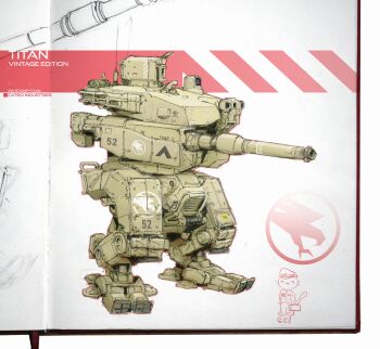 ^_^ absurdres cat check_copyright closed_eyes command_&amp;_conquer copyright_request english_text global_defense_initiative hat highres mecha mixed_media no_humans patso_catso photo_(medium) robot science_fiction shirt smile solo standing turret walker_(robot)