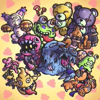 Rule 34 | absurdres, betsumon, claws, digimon, digimon (creature), dogmon, etemon, ex-tyranomon, highres, karatukinumemon, looking at viewer, monzaemon, numemon, open mouth, raremon, scumon, sunglasses, tail, teeth, tyumon, warumonzaemon